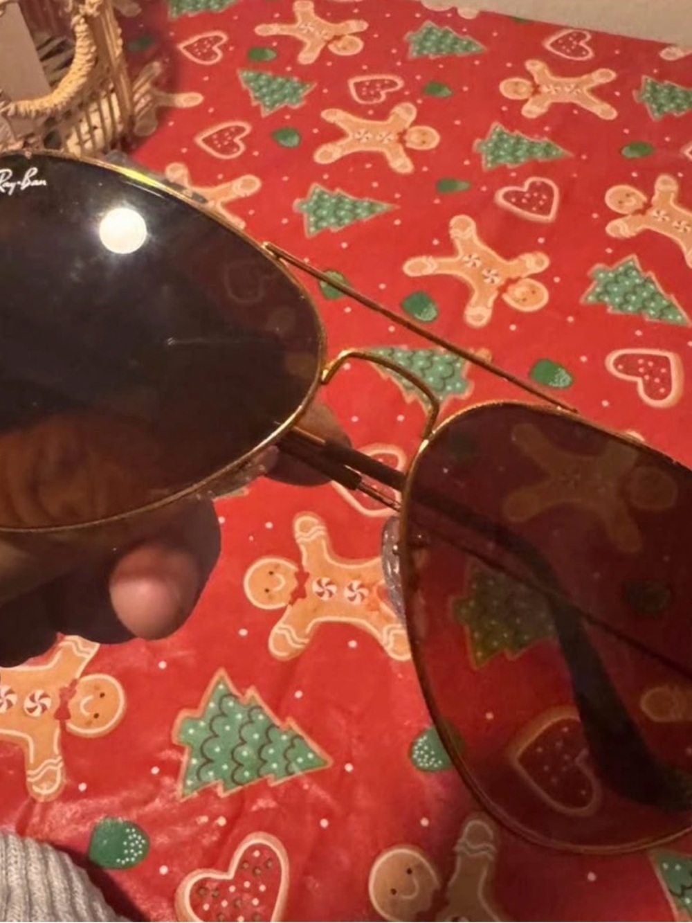 Ray-Ban Gold Frame Sunglasses with Brown Lenses
